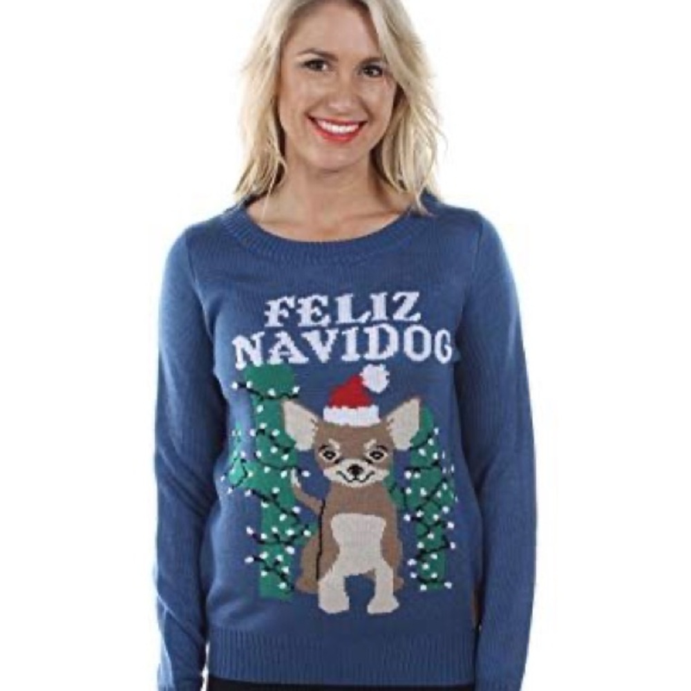 Tipsy elves Feliz Navidog Christmas sweater size small